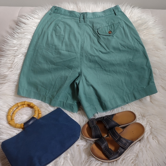 Shorts HIGH WAISTED Vintage Van Huesen For Her Size 14 Teal Green - Picture 2 of 9